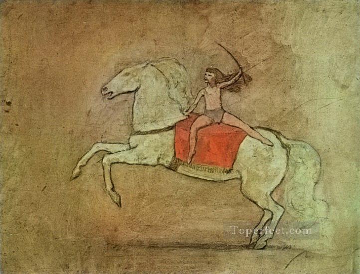 馬に乗った馬術師 1905 年キュビスト パブロ・ピカソ油絵